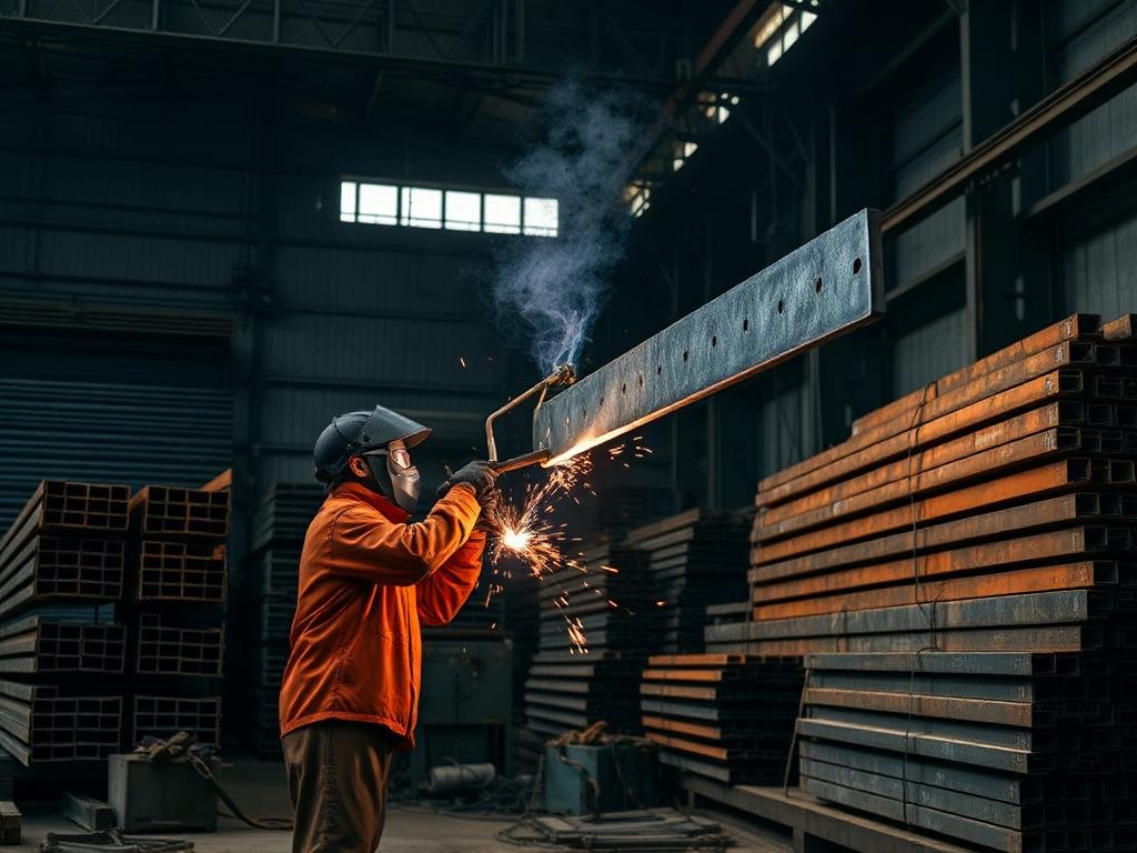 Fabricação de estruturas metálicas com solda em metalúrgica